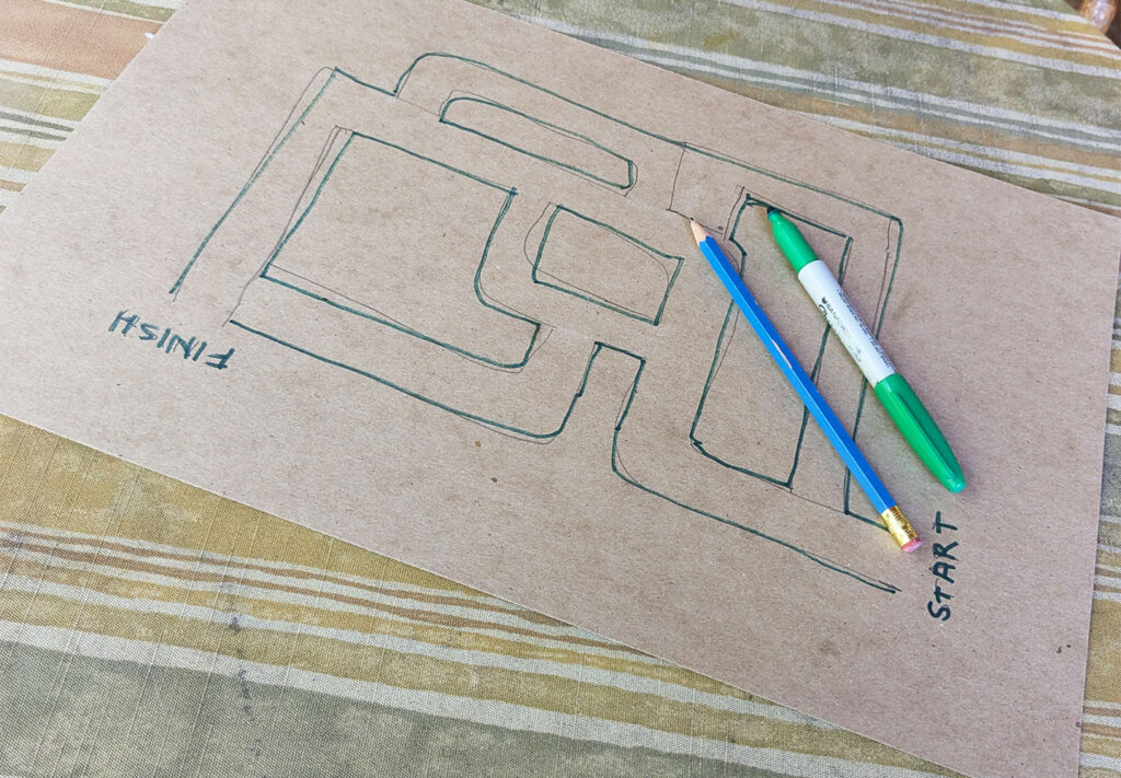 Miniature maze activity - step 1 sketch maze in pencil