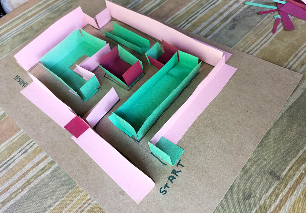 Miniature maze activity - add more walls to cardboard